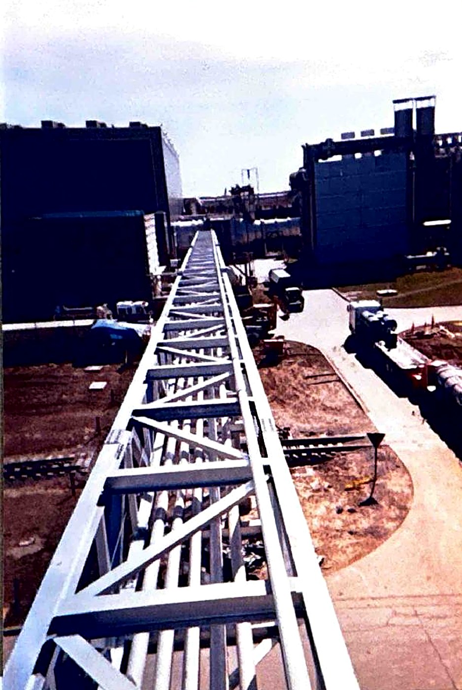 Jet fuel line on an overhead truss at Arnold Air Force Base