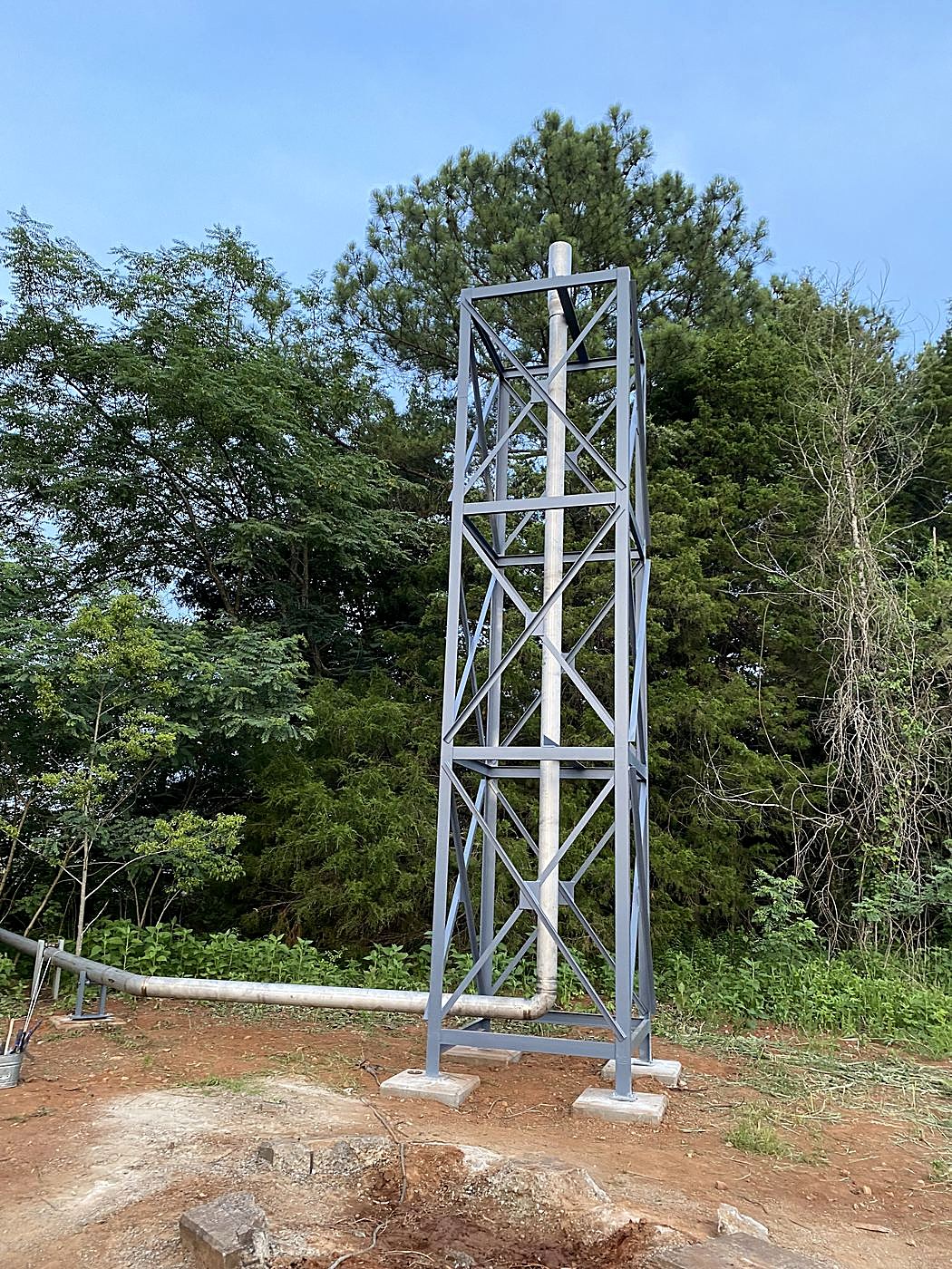 High-pressure nitrogen piping tower at Marshall Space Flight Center