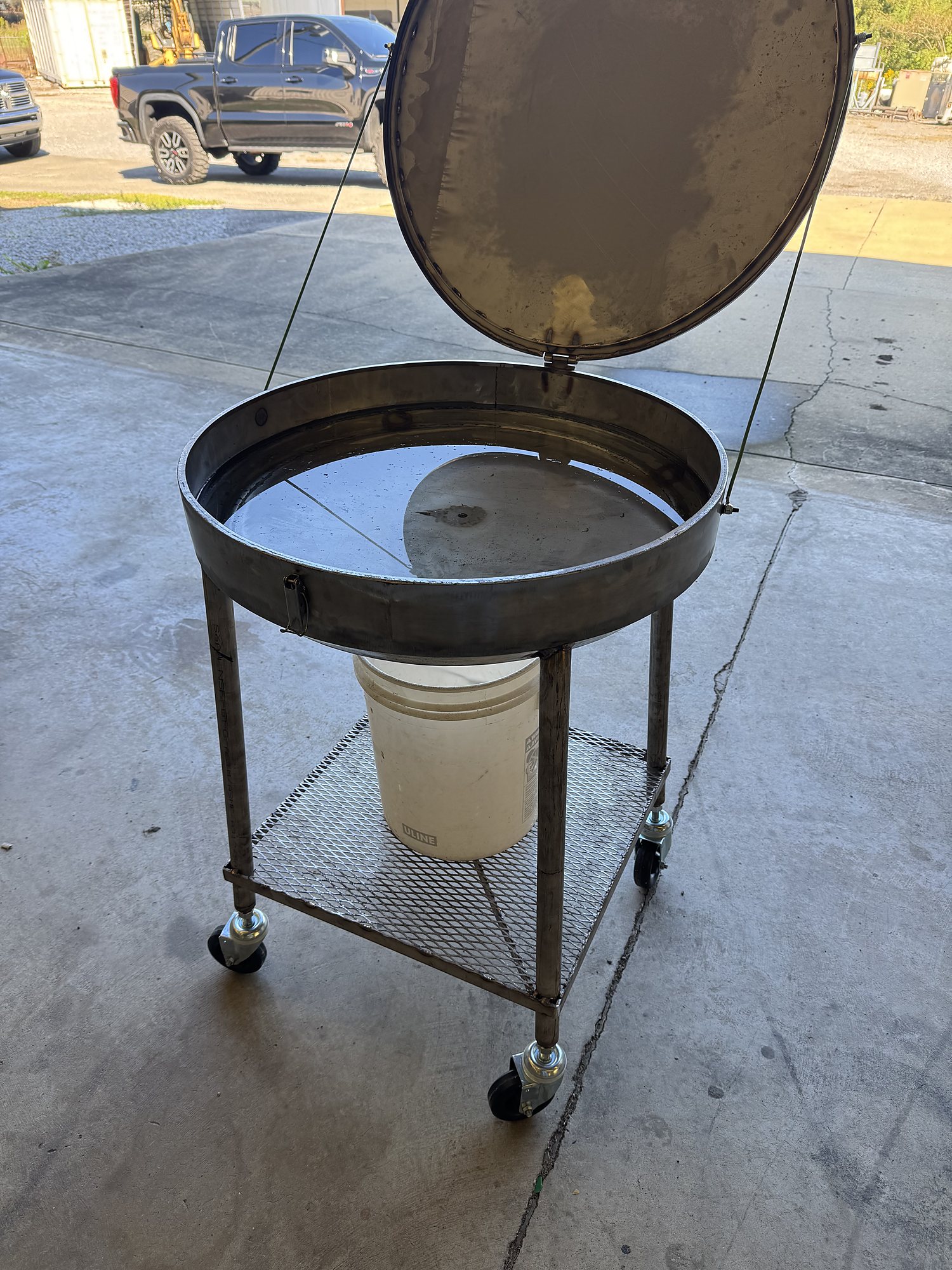 Stainless vessel stand fabricated in the shop
